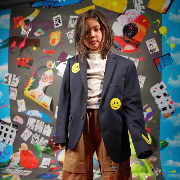 Upcycled Ralph Lauren Schoolboy Blazer XS – Navy Jacket with Emoji Patches - Picture 9 of 11